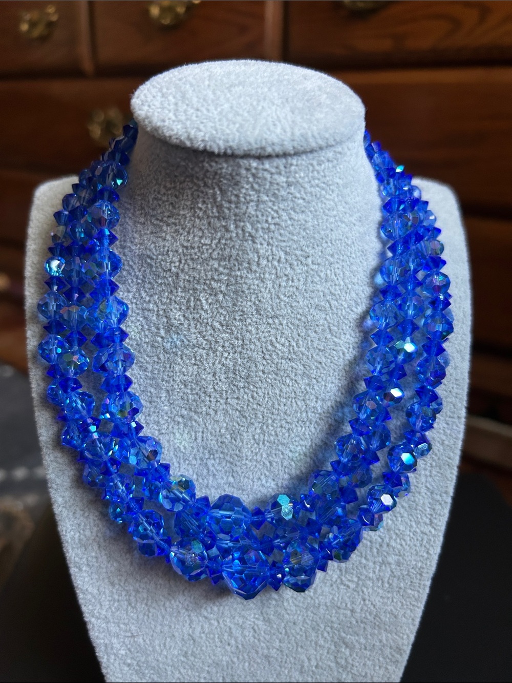 Blue Crystal Multi-Strand Necklace